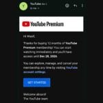 YouTube Premium Email Notification